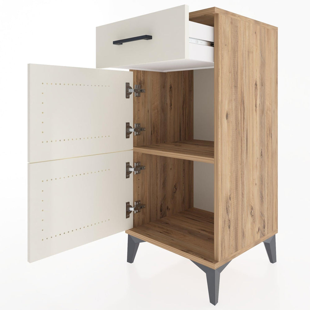 Woodntry Modular Nightstand Pine 44x44x84 cm with Cover and Drawer KC40-3