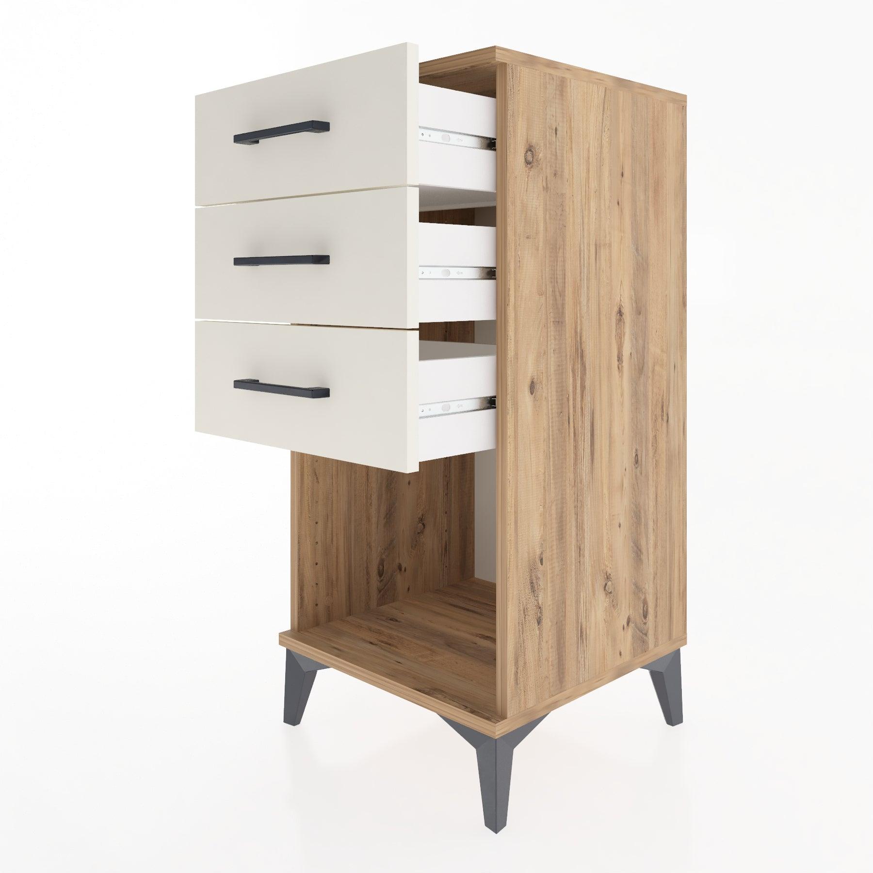 Woodntry Modular Nightstand Pine 44x44x84 cm with Drawers and Shelves CR18-3