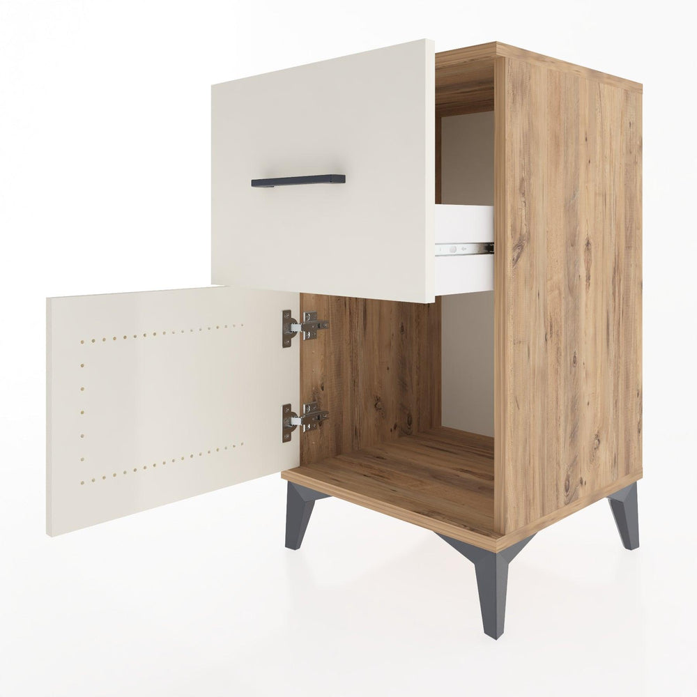 Woodntry Modüler Komodin Çam 44x44x68 cm Kapaklı ve Çekmeceli KC18-3