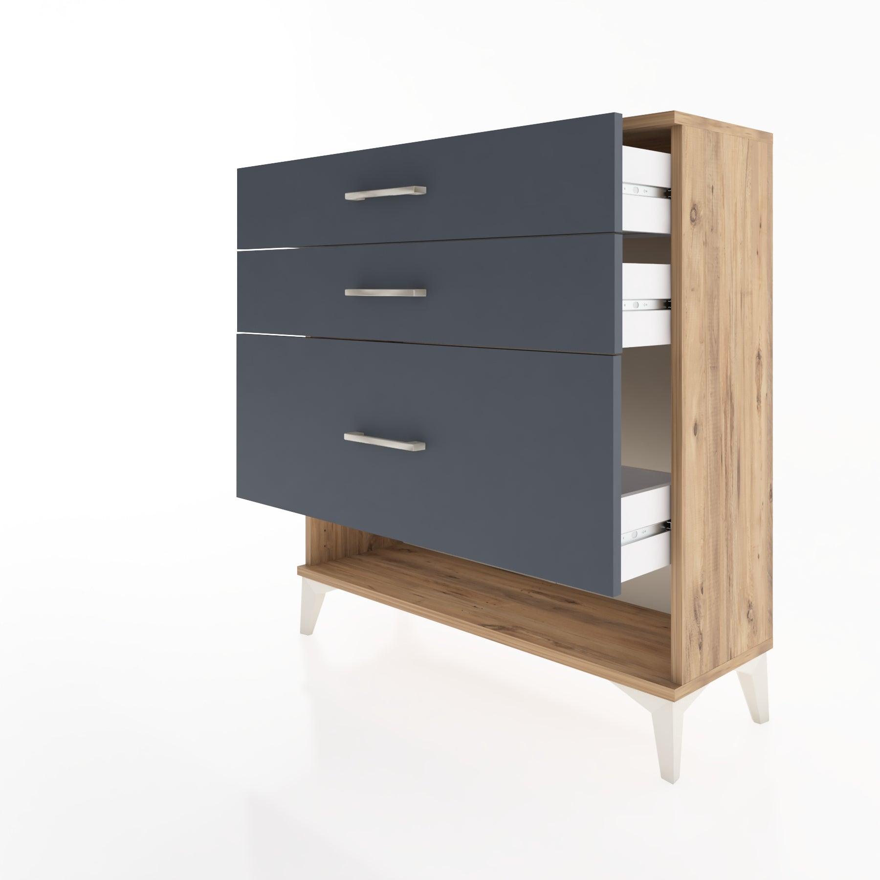 Woodntry Modular Dresser Pine 88x30x84 cm with Drawers and Shelves CR18-3