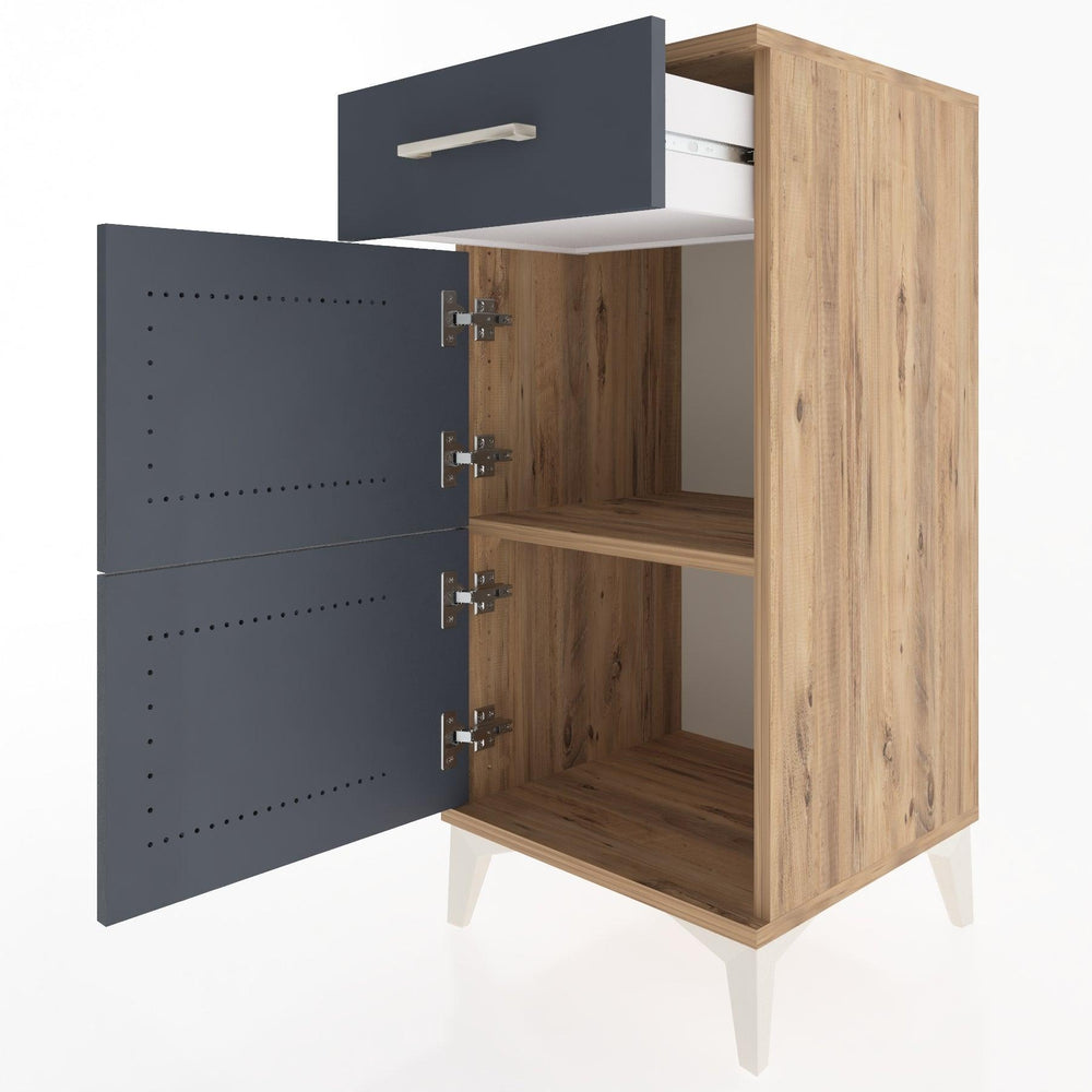 Woodntry Modular Nightstand Pine 44x44x84 cm with Cover and Drawer KC40-3