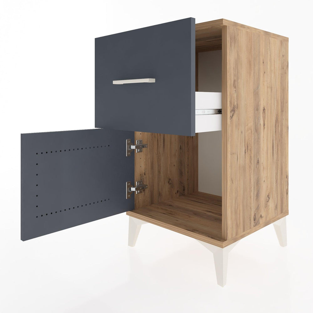 Woodntry Modüler Komodin Çam 44x44x68 cm Kapaklı ve Çekmeceli KC18-3