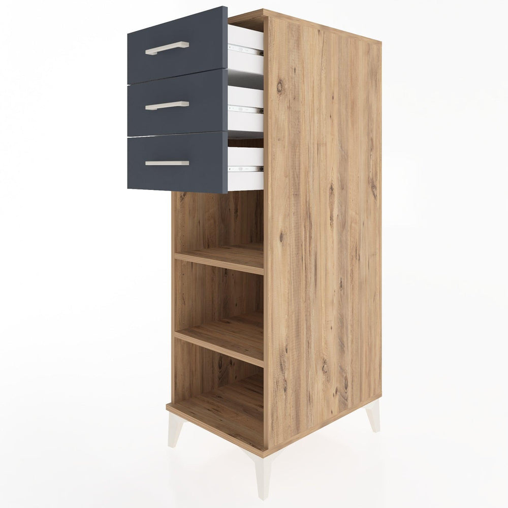 Woodntry Modüler Dolap Çam 44x30x122 cm Çekmeceli ve Raflı CR118-3