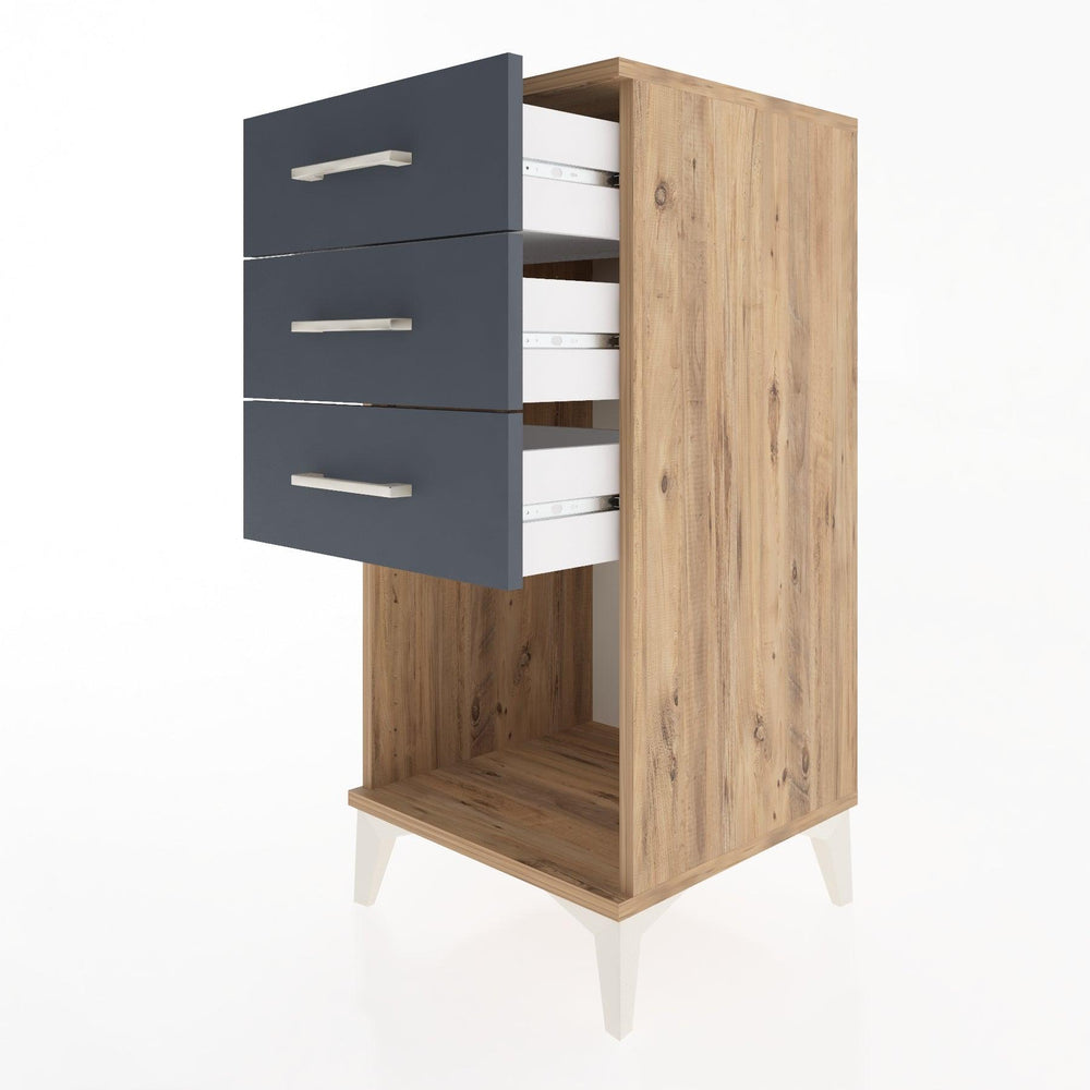 Woodntry Modular Nightstand Pine 44x44x84 cm with Drawers and Shelves CR18-3