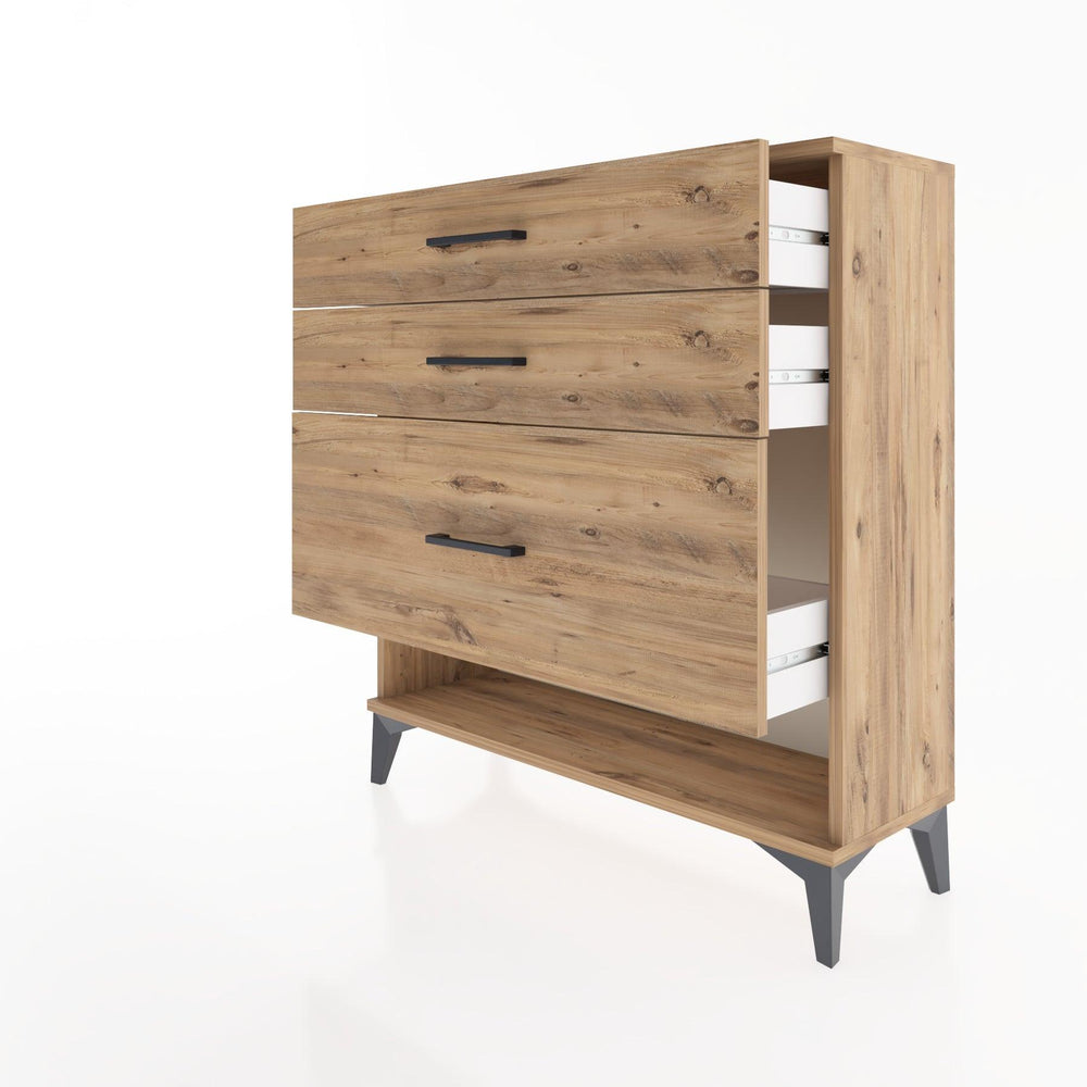 Woodntry Modüler Şifonyer Çam 88x30x84 cm Çekmeceli ve Raflı CR18-3