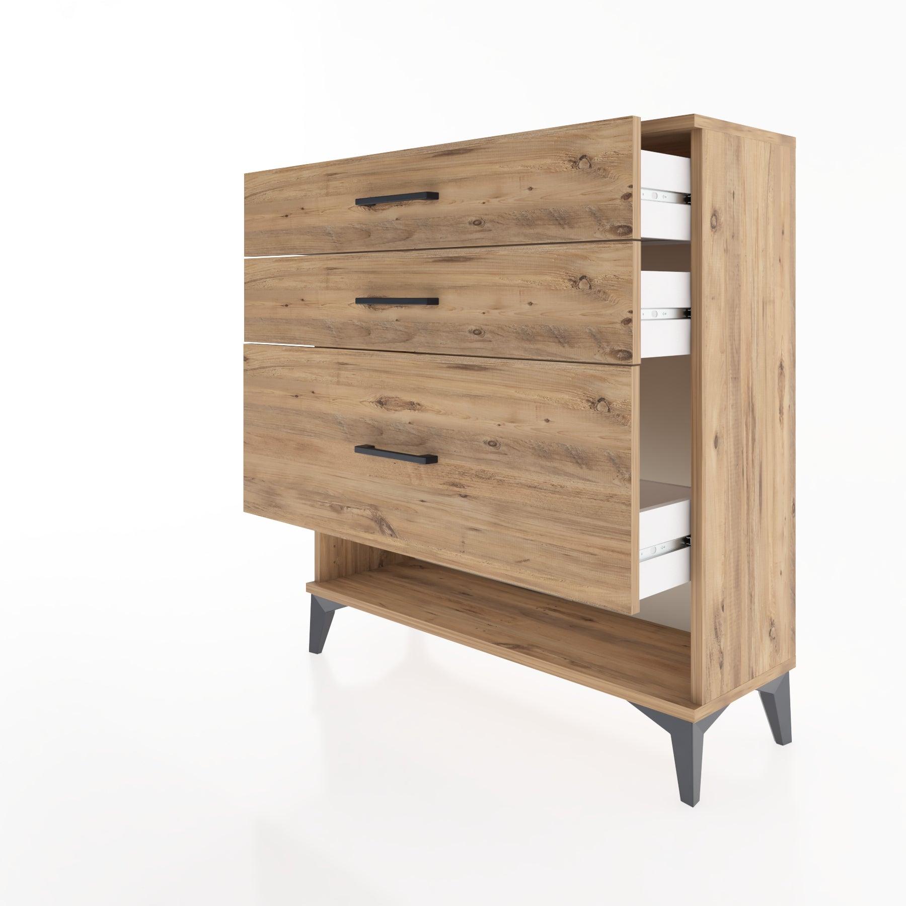 Woodntry Modular Dresser Pine 88x30x84 cm with Drawers and Shelves CR18-3