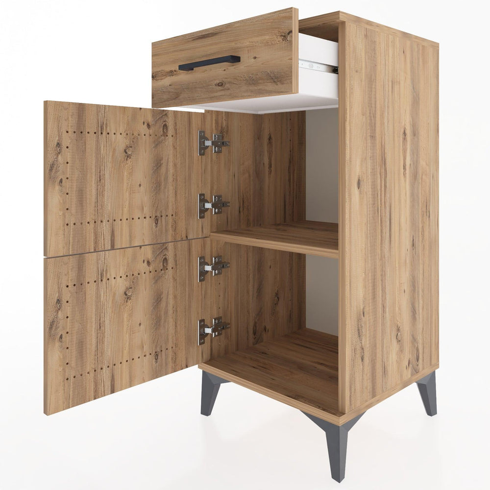Woodntry Modular Nightstand Pine 44x44x84 cm with Cover and Drawer KC40-3