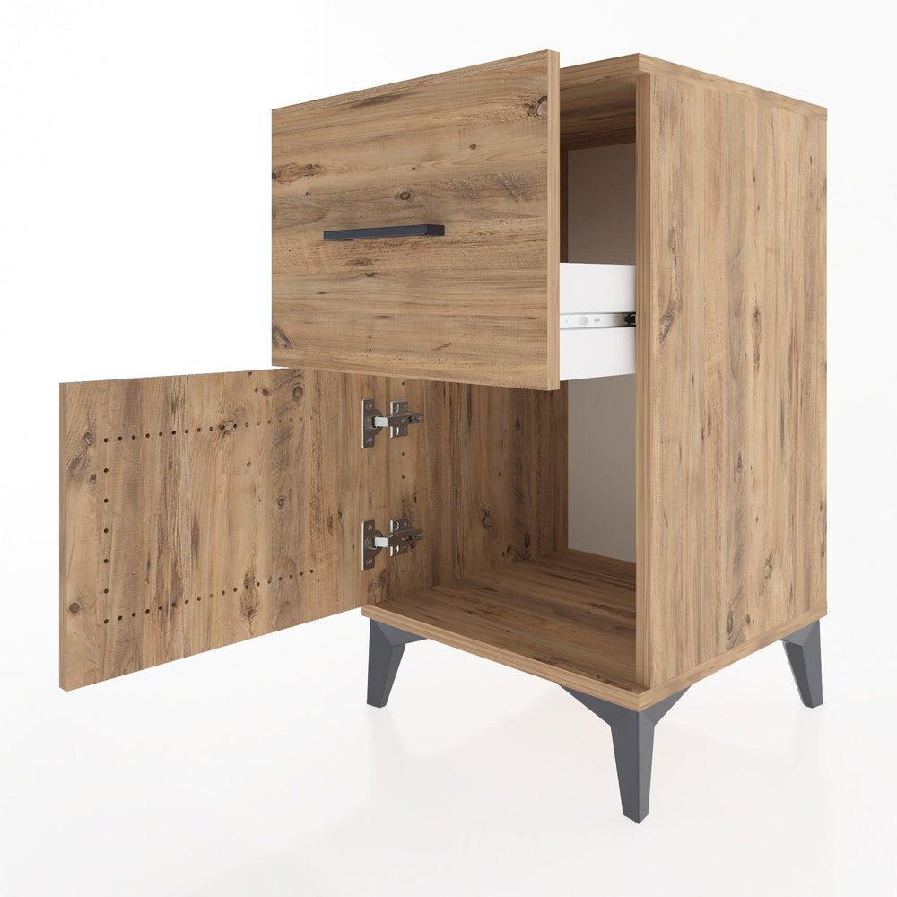 Woodntry Modüler Komodin Çam 44x44x68 cm Kapaklı ve Çekmeceli KC18-3