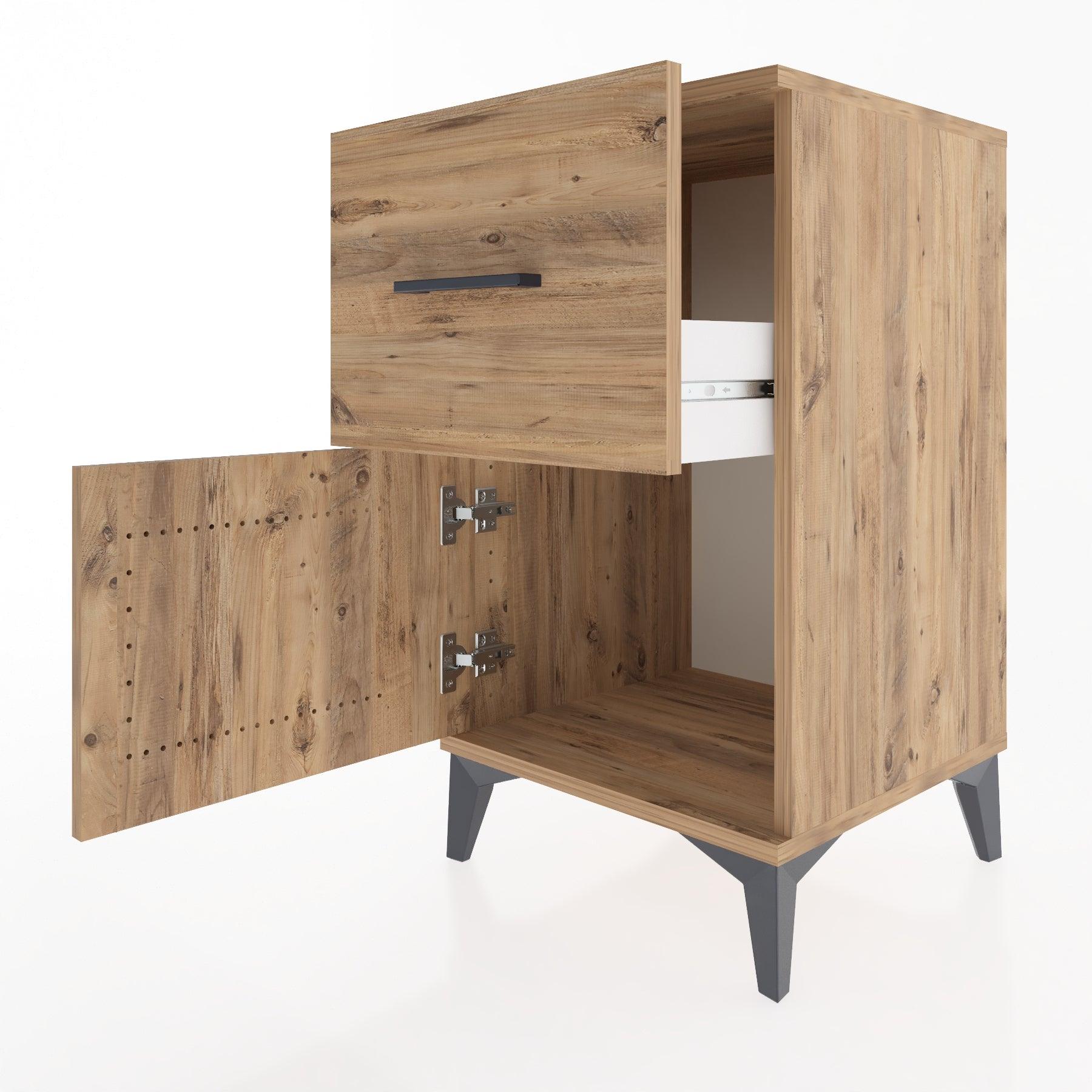 Woodntry Modular Nightstand Pine 44x44x68 cm with Cover and Drawer KC18-3