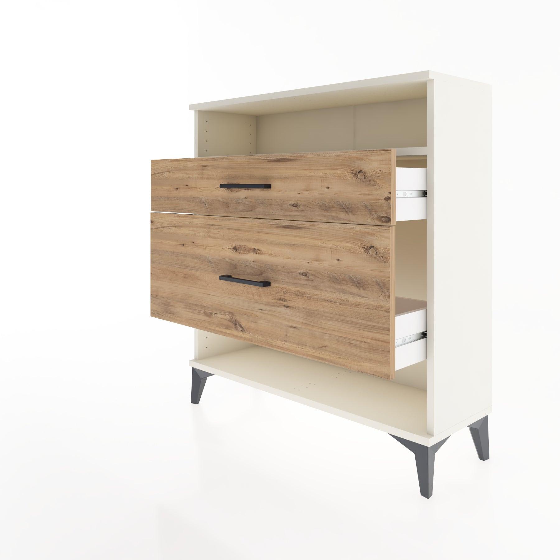 Woodntry Modular Dresser Moonstone 88x30x84 cm with Drawers and Shelves CR19-1
