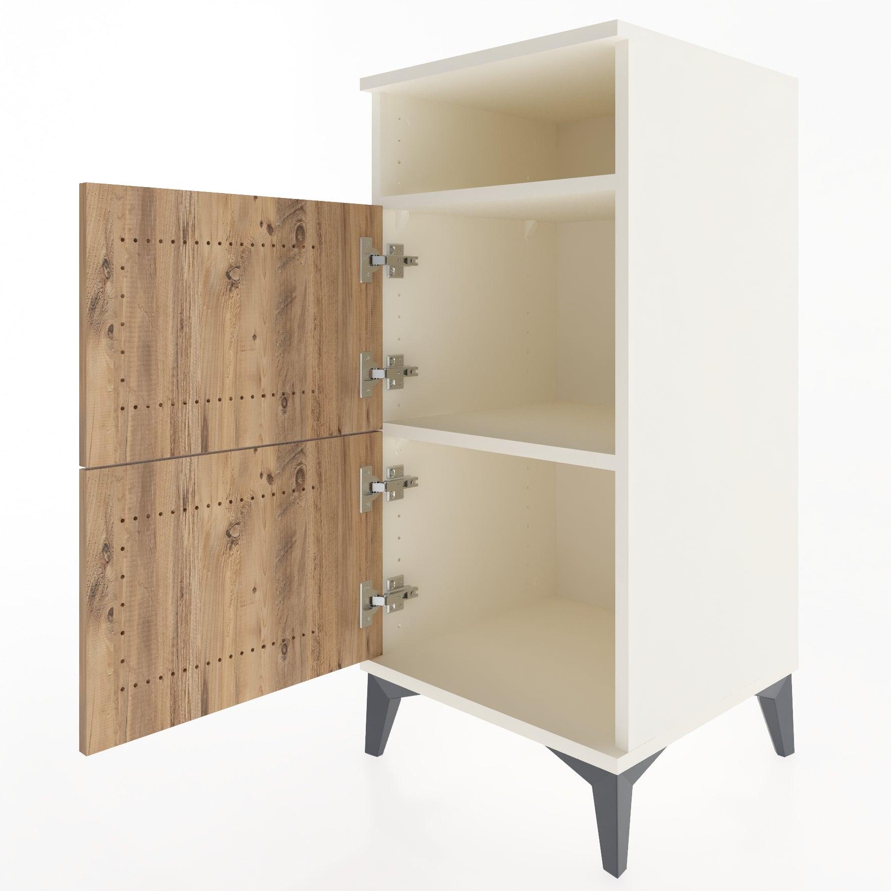 Woodntry Modular Nightstand Moonstone 44x44x84 cm with Cover and Shelf KR41-1