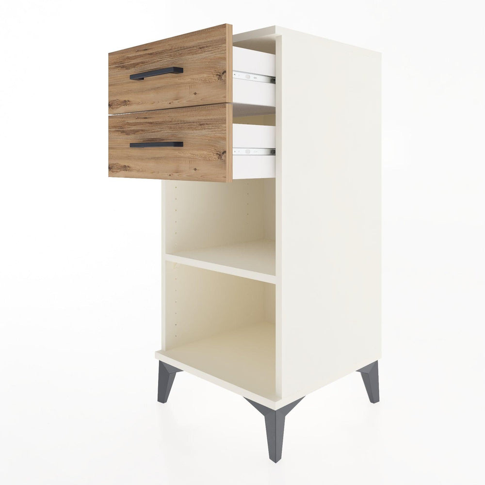 Woodntry Modular Nightstand Moonstone 44x44x84 cm with Drawer and Shelf CR19-1