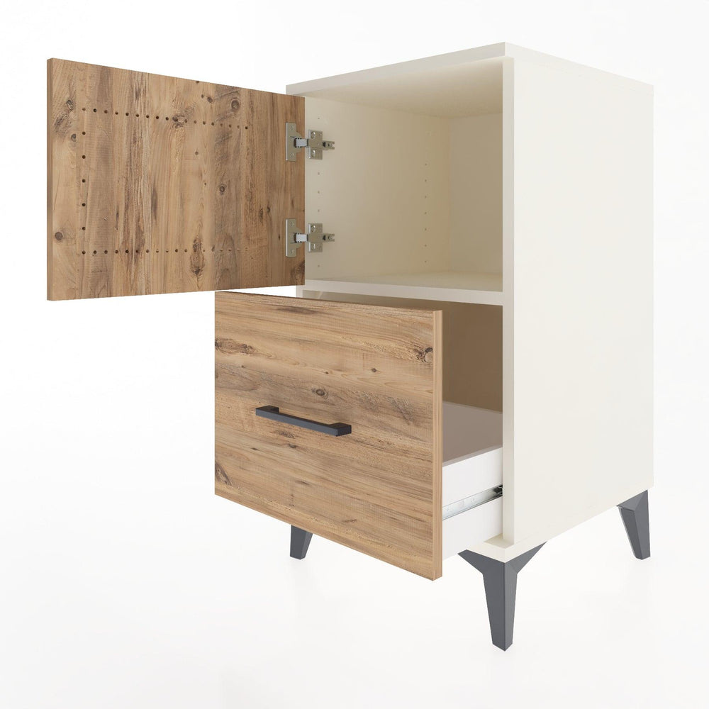 Woodntry Modular Nightstand Moonstone 44x44x68 cm with Cover and Drawer KC19-1