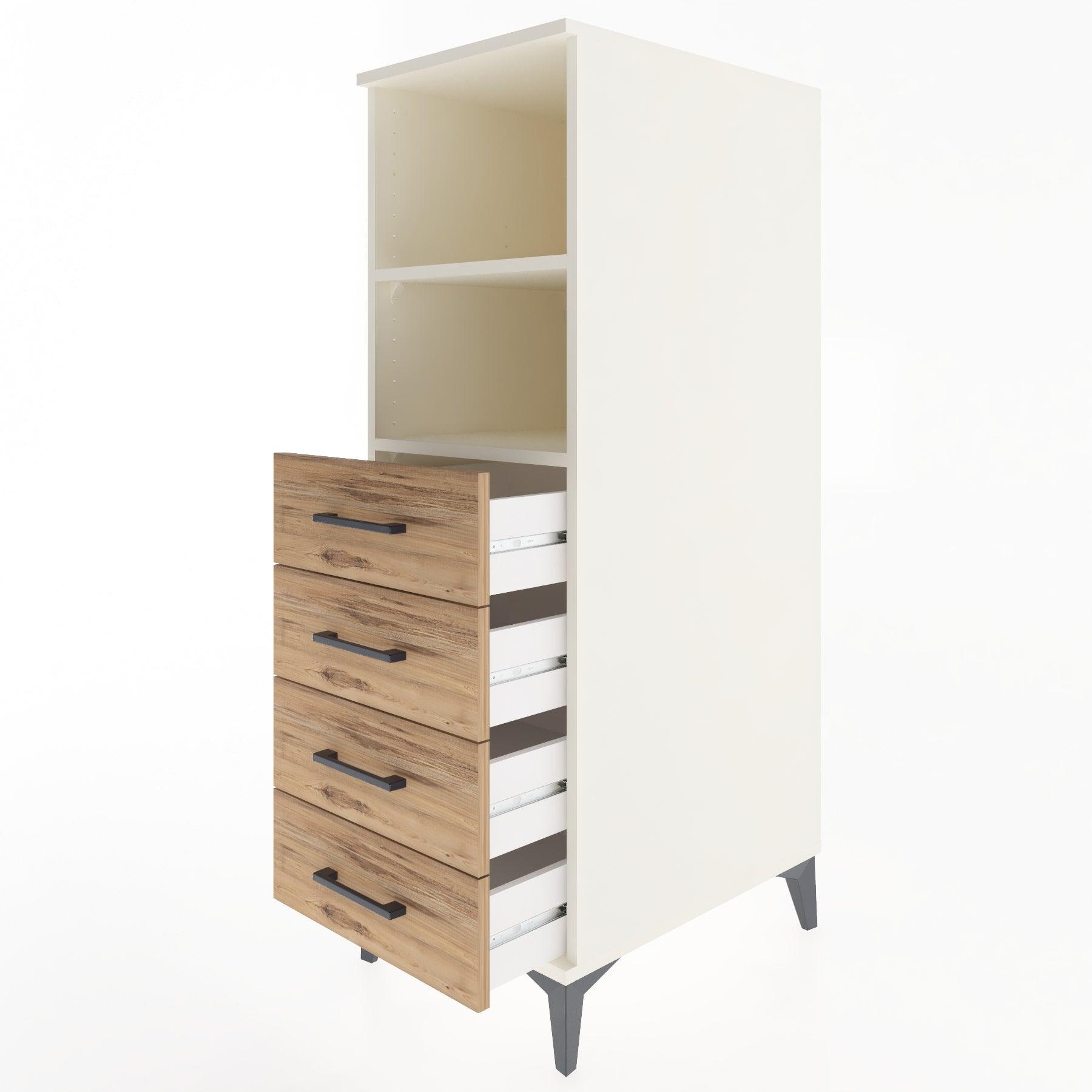 Woodntry Modular Cabinet Moonstone 44x59x122 cm with Drawers and Shelves CR119-1