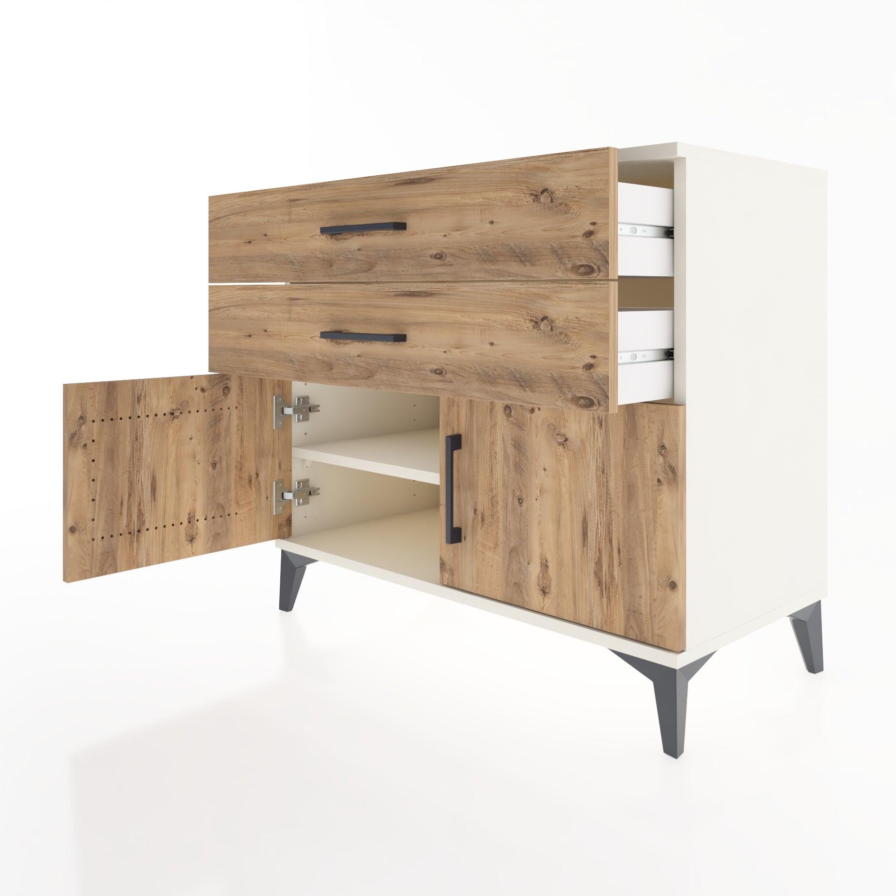 Woodntry Modüler Şifonyer Aytaşı 88x44x68 cm Kapaklı ve Çekmeceli KC19-1