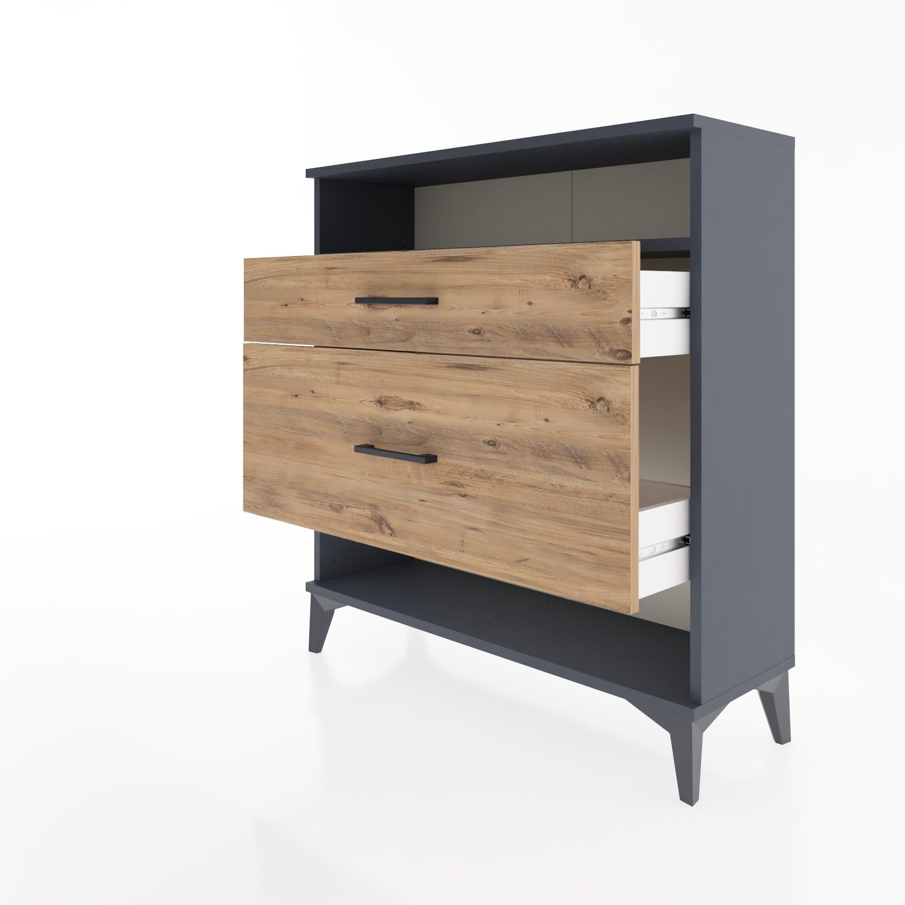 Woodntry Modular Dresser Anthracite 88x30x84 cm with Drawers and Shelves CR19-2