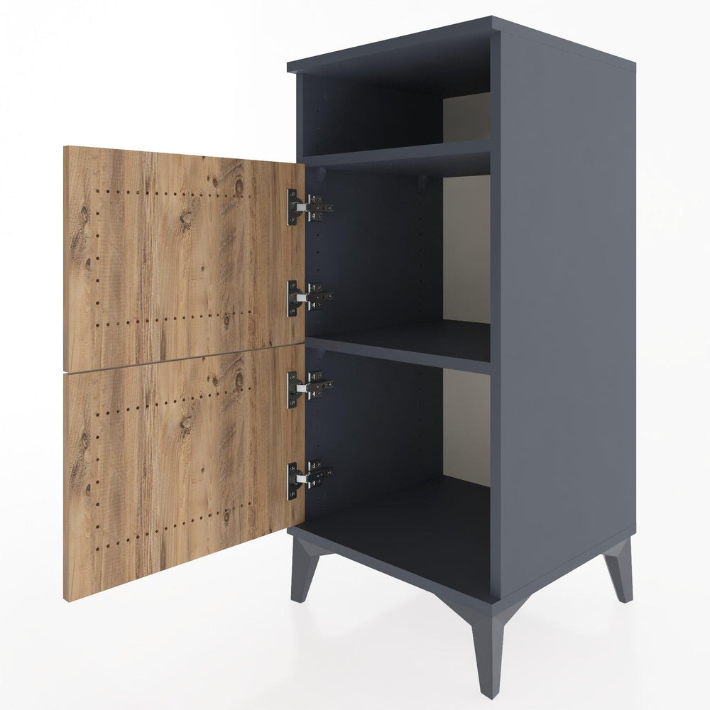 Woodntry Modüler Komodin Antrasit 44x44x84 cm Kapaklı ve Raflı KR41-2
