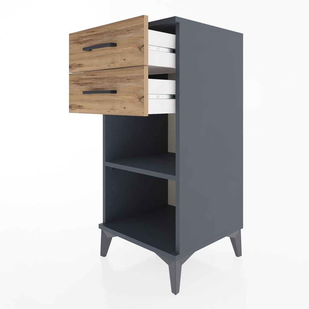 Woodntry Modular Nightstand Anthracite 44x44x84 cm with Drawers and Shelves CR19-2