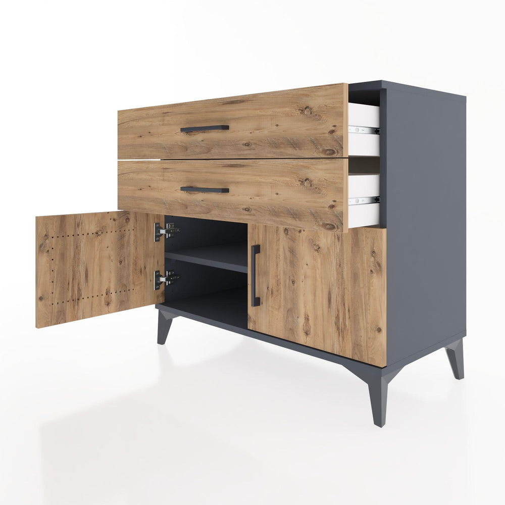 Woodntry Modüler Şifonyer Antrasit 88x44x68 cm Kapaklı ve Çekmeceli KC19-2