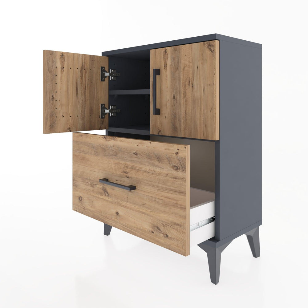 Woodntry Modular Nightstand Anthracite 60x30x68 cm with Cover and Drawer KC19-2