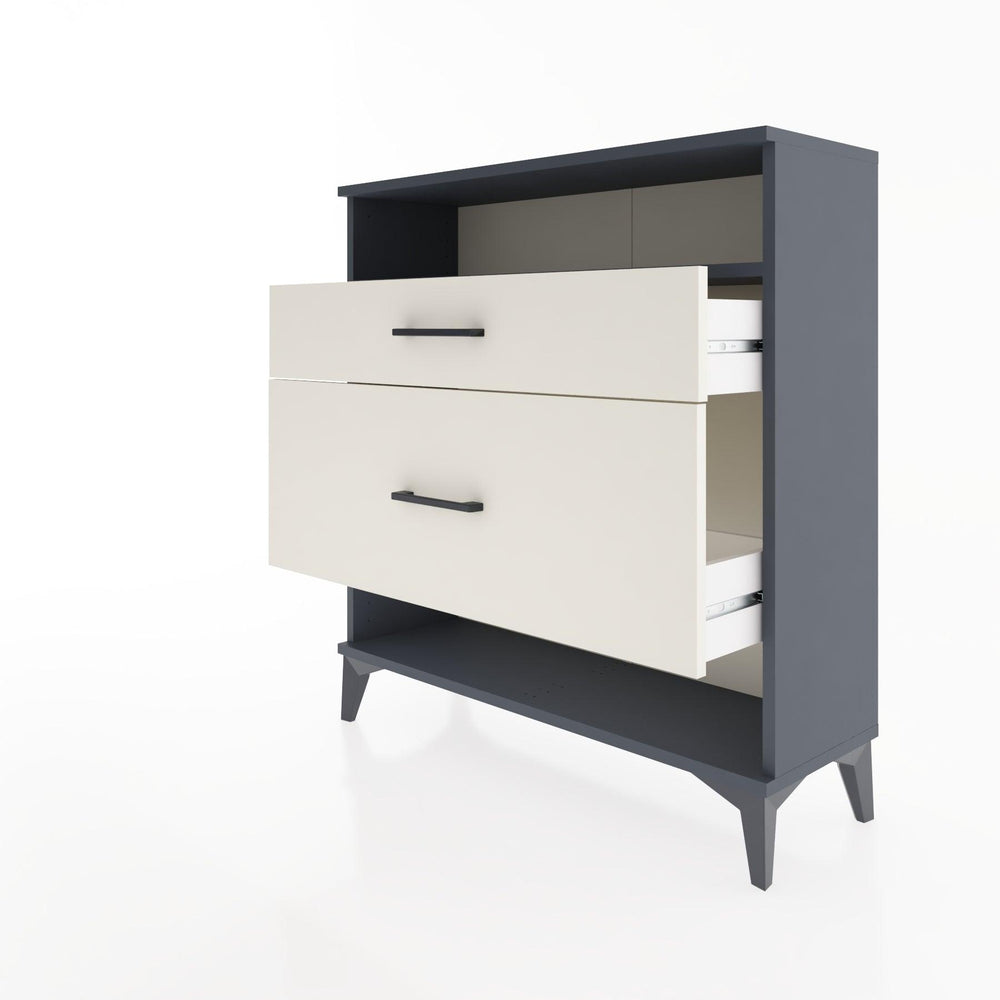 Woodntry Modüler Şifonyer Antrasit 88x30x84 cm Çekmeceli ve Raflı CR19-2