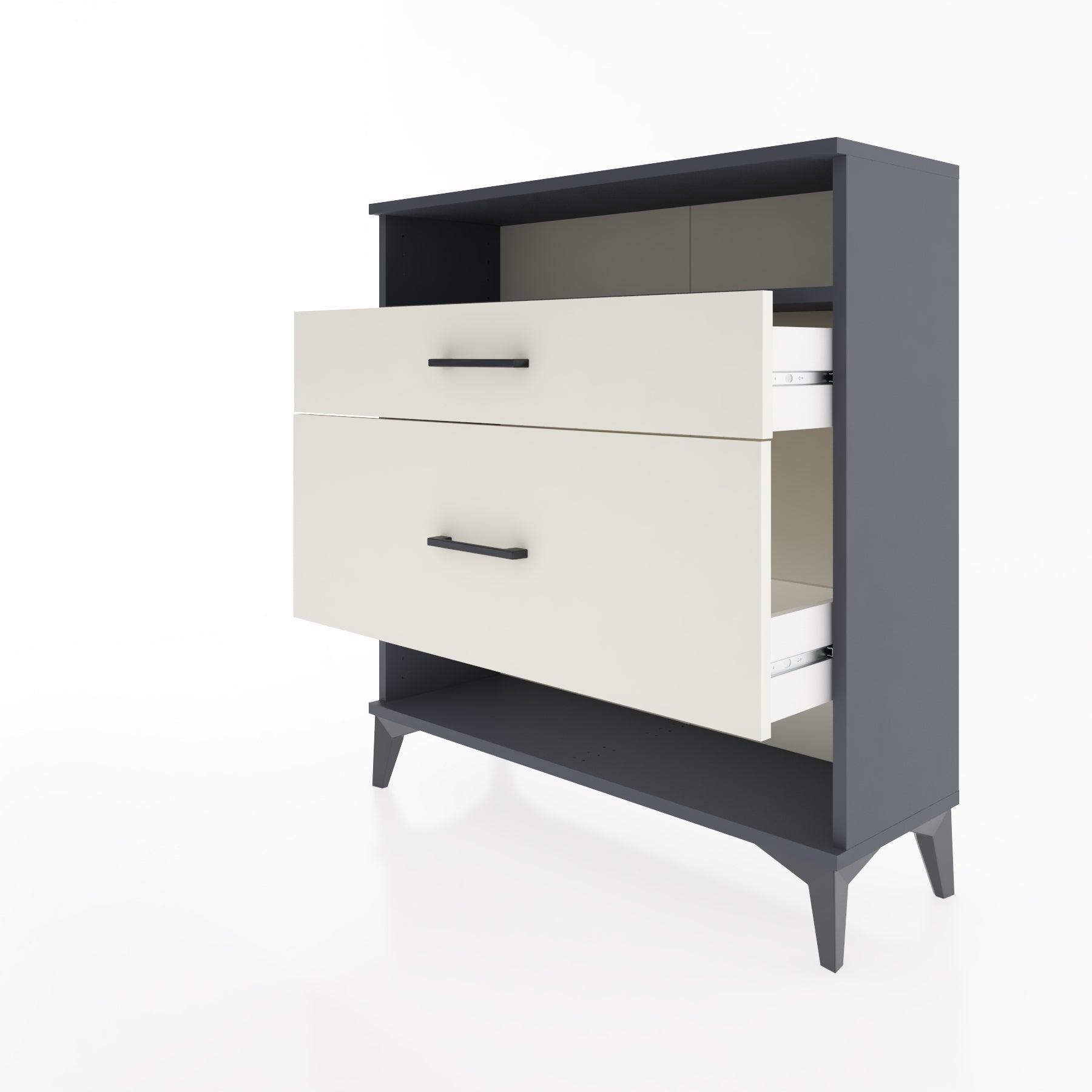 Woodntry Modular Dresser Anthracite 88x30x84 cm with Drawers and Shelves CR19-2