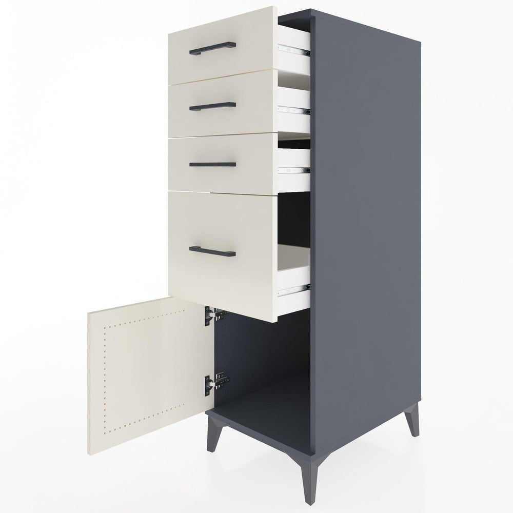 Woodntry Modüler Dolap Antrasit 44x59x122 cm Kapaklı ve Çekmeceli KC19-2