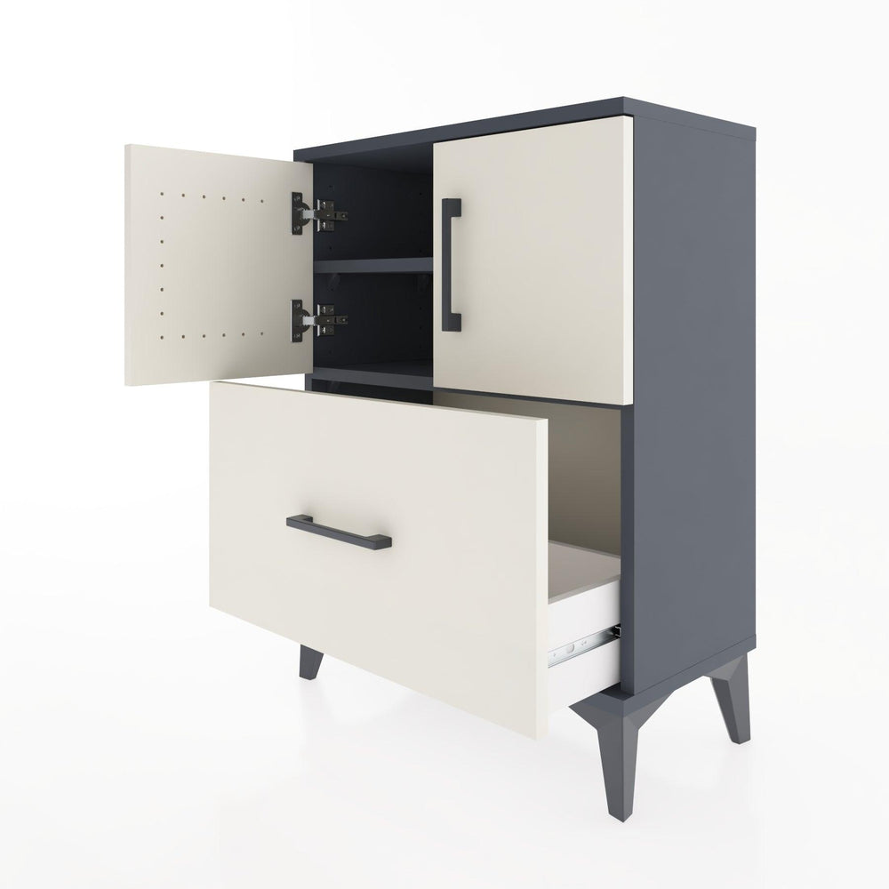 Woodntry Modular Nightstand Anthracite 60x30x68 cm with Cover and Drawer KC19-2