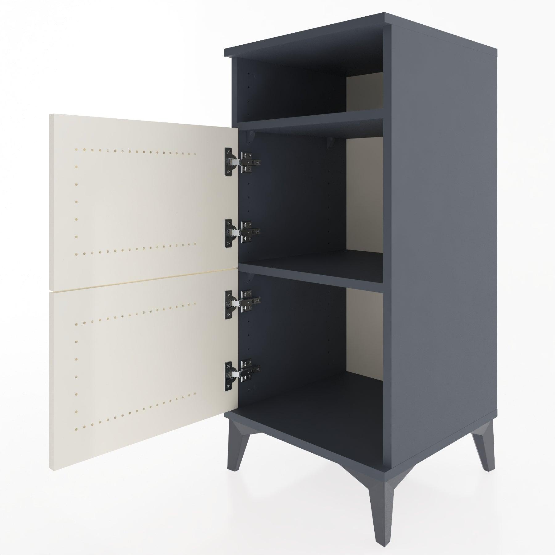 Woodntry Modular Nightstand Anthracite 44x44x84 cm with Cover and Shelf KR41-2