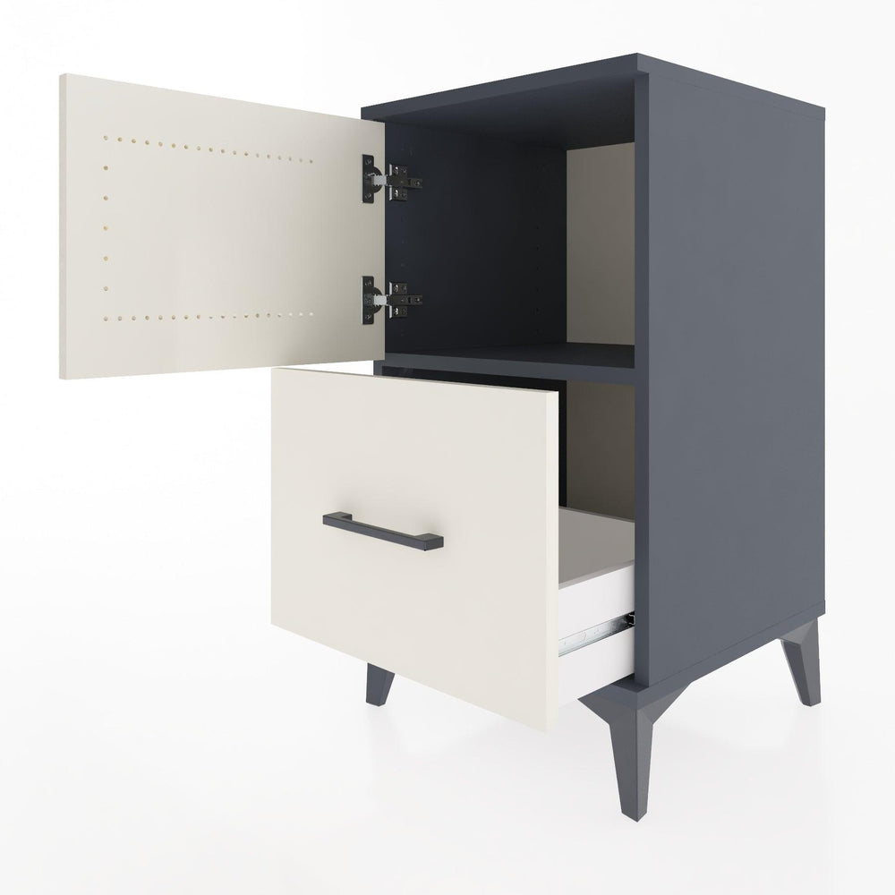 Woodntry Modular Nightstand Anthracite 44x44x68 cm with Cover and Drawer KC19-2