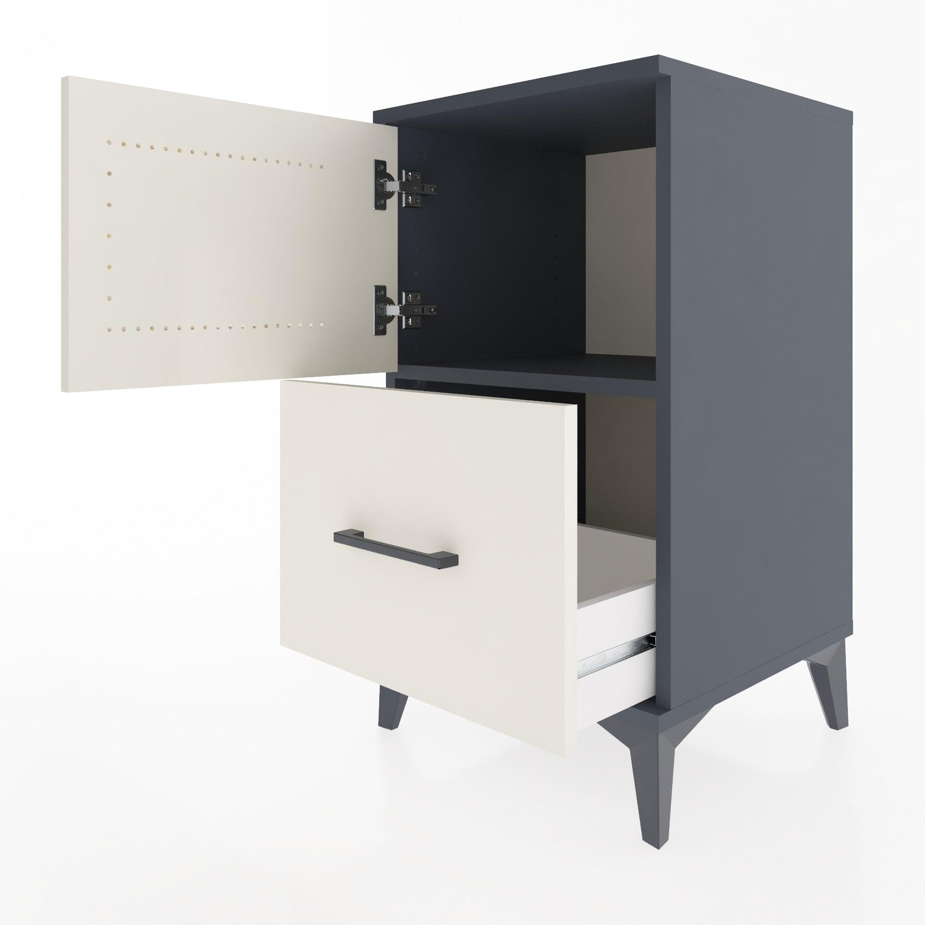 Woodntry Modular Nightstand Anthracite 44x44x68 cm with Cover and Drawer KC19-2