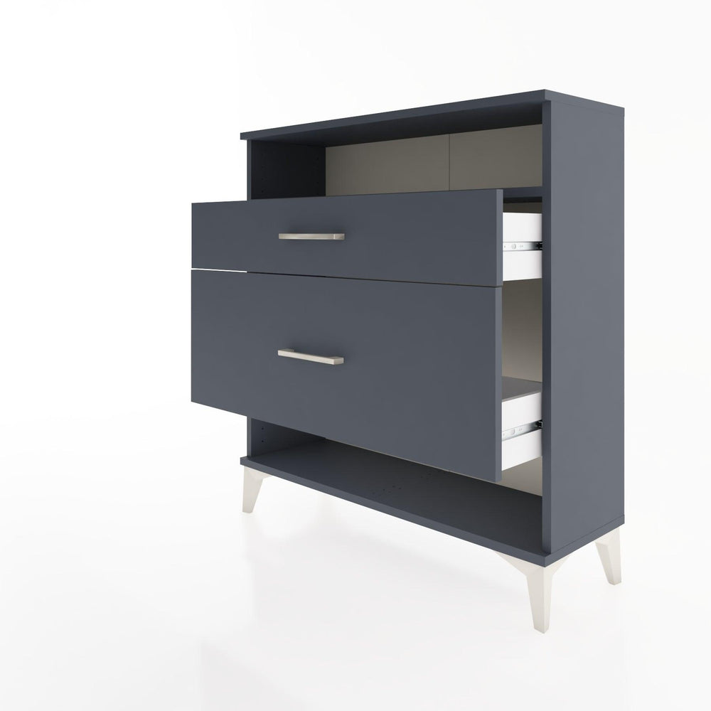 Woodntry Modüler Şifonyer Antrasit 88x30x84 cm Çekmeceli ve Raflı CR19-2