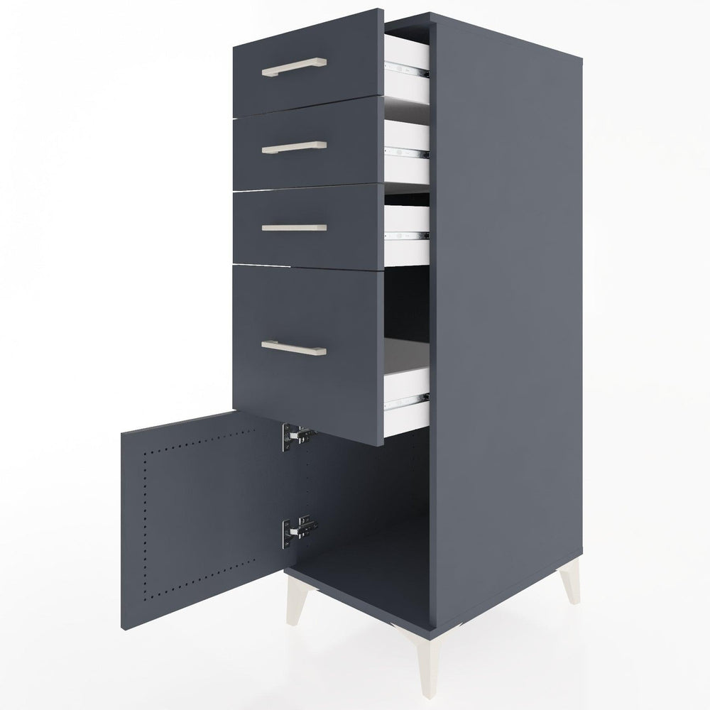 Woodntry Modüler Dolap Antrasit 44x59x122 cm Kapaklı ve Çekmeceli KC19-2