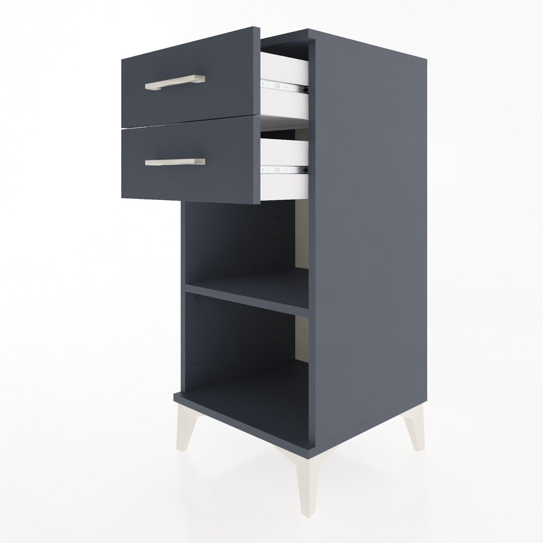 Woodntry Modular Nightstand Anthracite 44x44x84 cm with Drawers and Shelves CR19-2