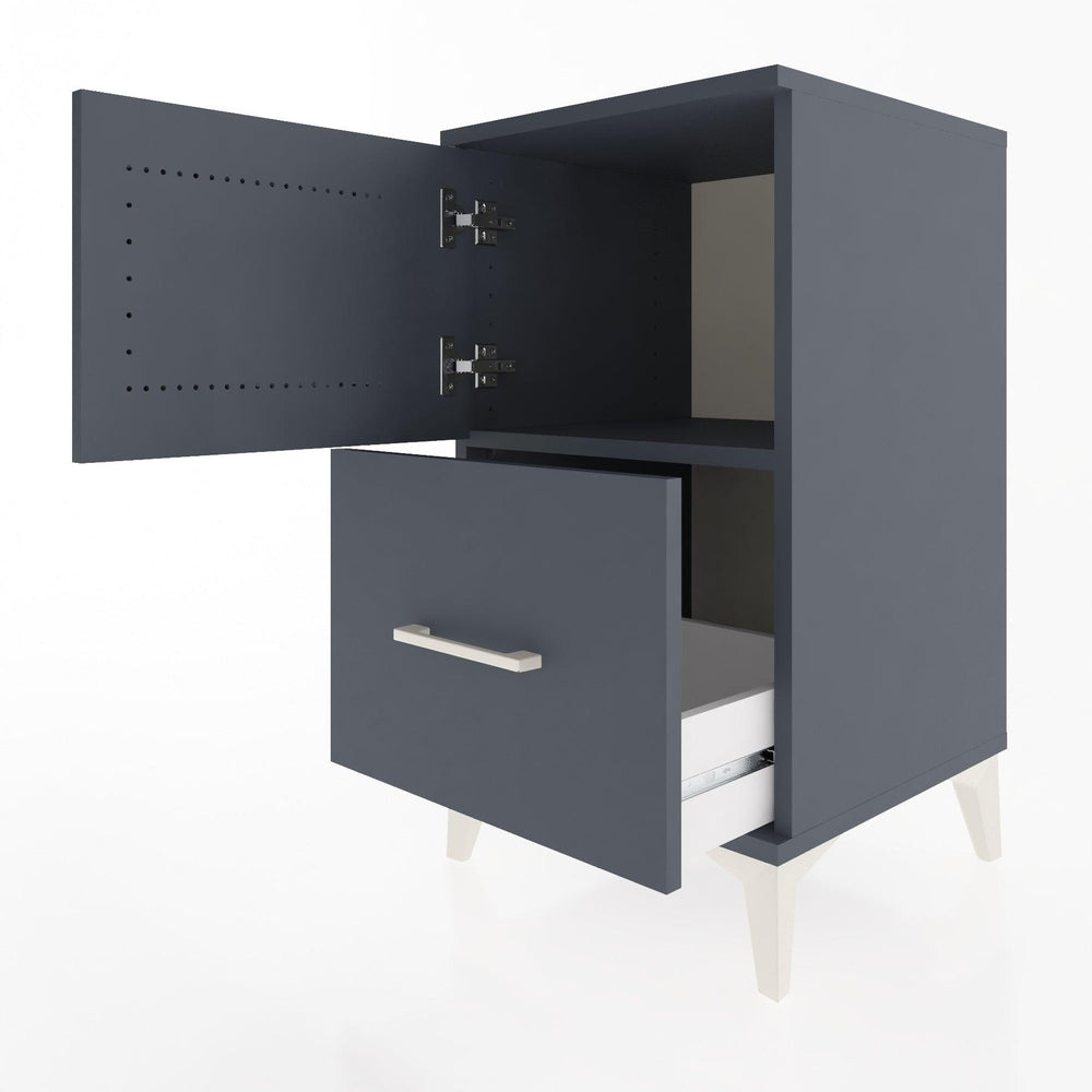 Woodntry Modular Nightstand Anthracite 44x44x68 cm with Cover and Drawer KC19-2