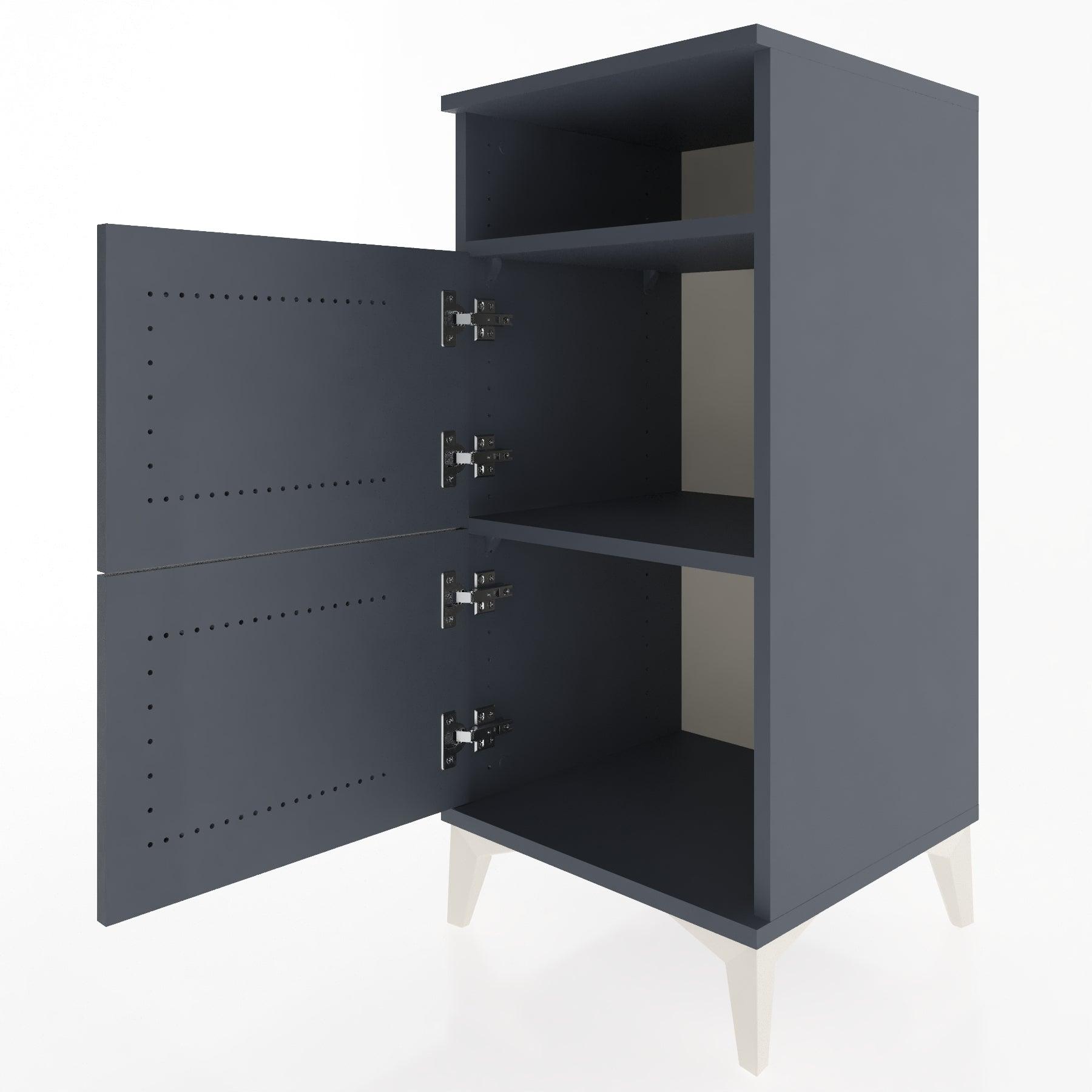 Woodntry Modular Nightstand Anthracite 44x44x84 cm with Cover and Shelf KR41-2
