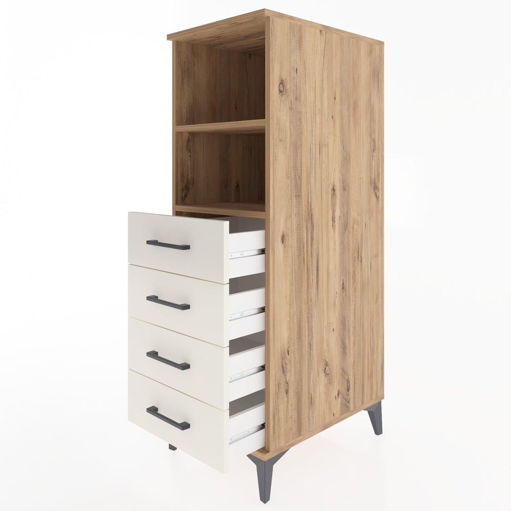 Woodntry Modüler Dolap Çam 44x59x122 cm Çekmeceli ve Raflı CR119-3