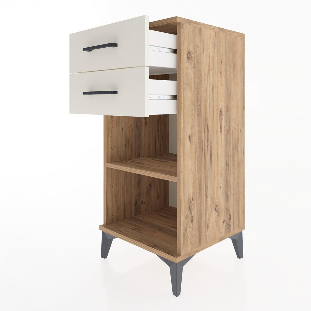 Woodntry Modular Nightstand Pine 44x44x84 cm with Drawers and Shelves CR19-3