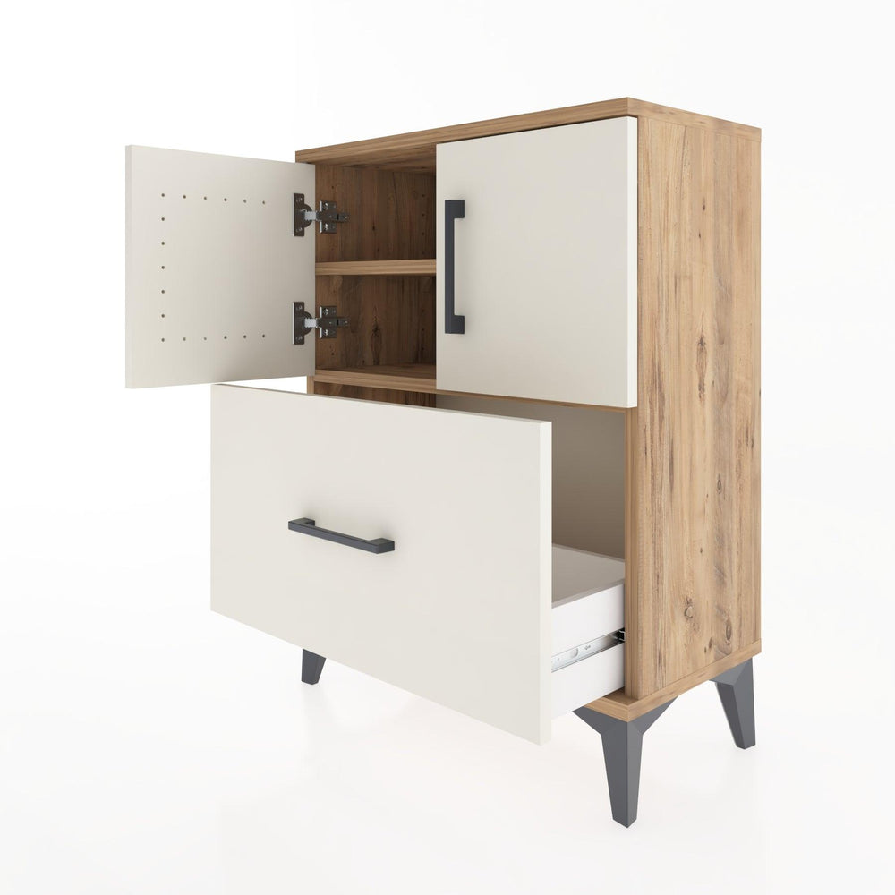 Woodntry Modüler Komodin Çam 60x30x68 cm Kapaklı ve Çekmeceli KC19-3