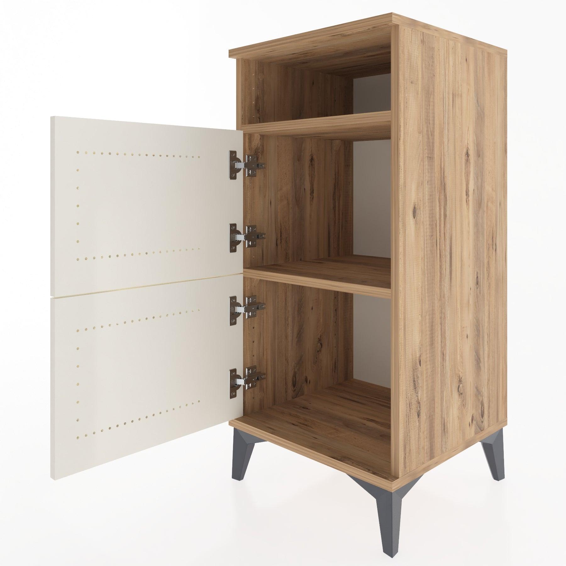 Woodntry Modular Nightstand Pine 44x44x84 cm with Cover and Shelf KR41-3