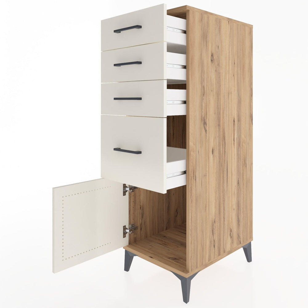 Woodntry Modular Cabinet Pine 44x30x122 cm with Doors and Drawers KC19-3