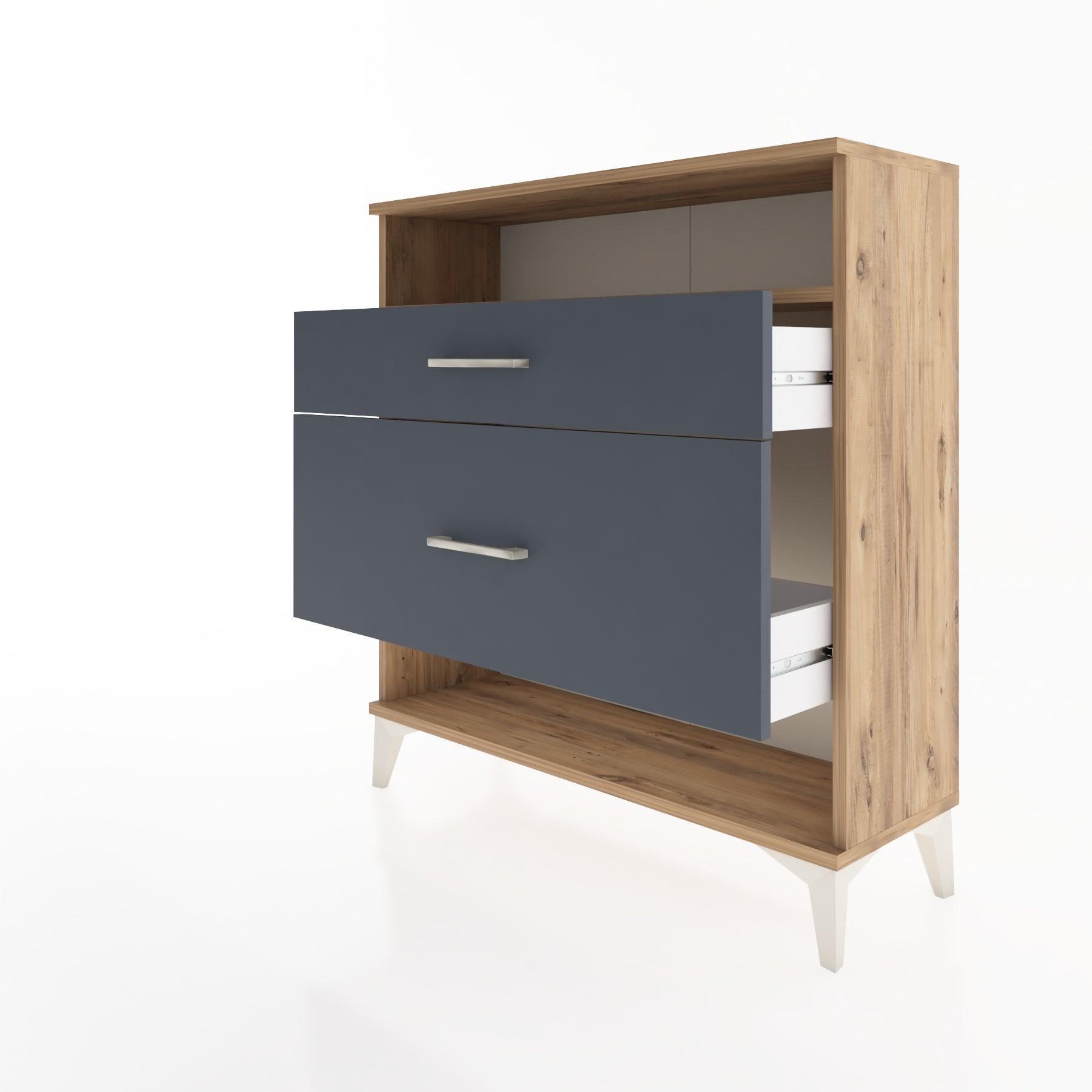Woodntry Modular Dresser Pine 88x30x84 cm with Drawers and Shelves CR19-3