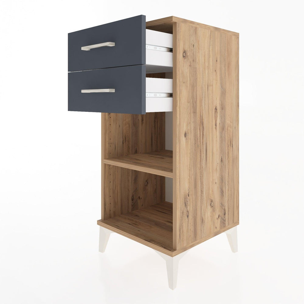 Woodntry Modular Nightstand Pine 44x44x84 cm with Drawers and Shelves CR19-3