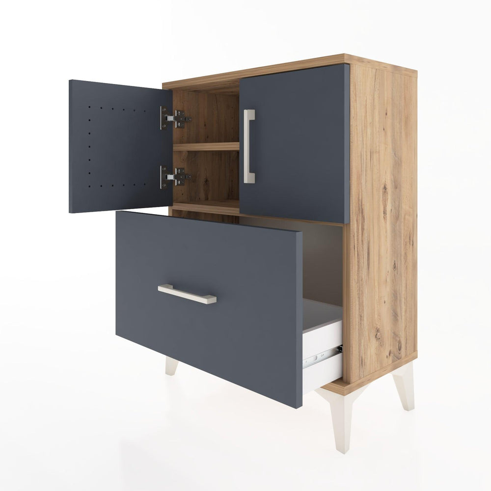 Woodntry Modüler Komodin Çam 60x30x68 cm Kapaklı ve Çekmeceli KC19-3