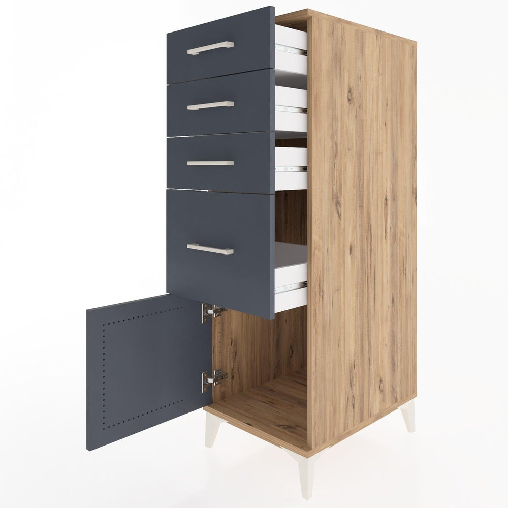 Woodntry Modular Cabinet Pine 44x59x122 cm with Doors and Drawers KC19-3