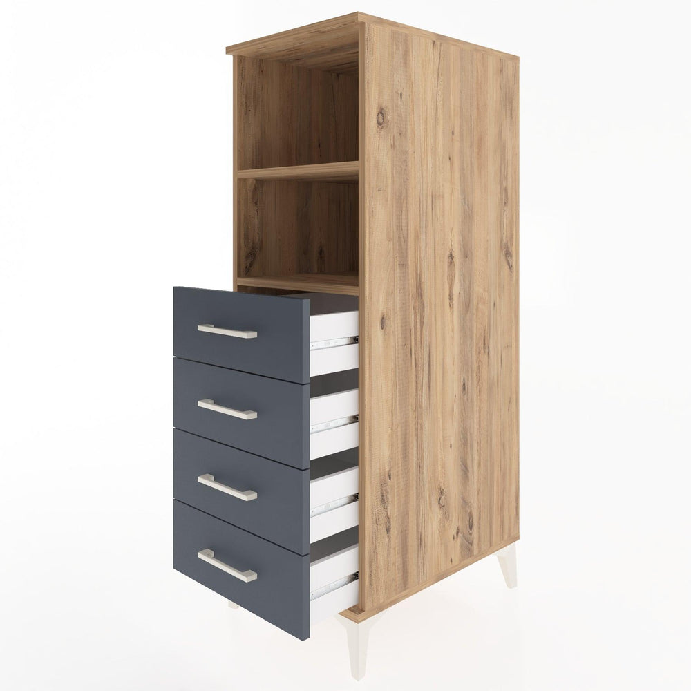 Woodntry Modüler Dolap Çam 44x59x122 cm Çekmeceli ve Raflı CR119-3