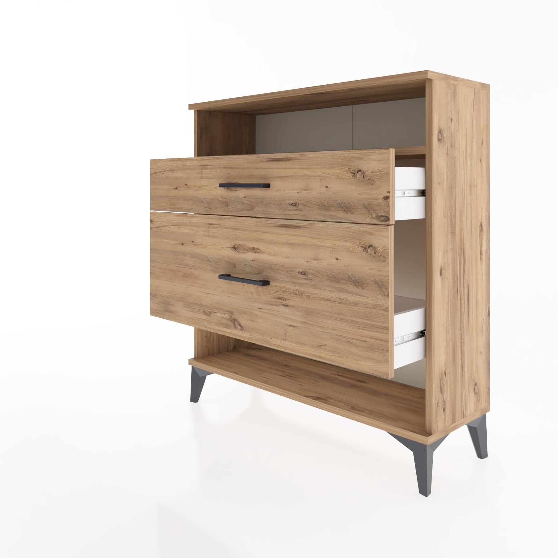 Woodntry Modular Dresser Pine 88x30x84 cm with Drawers and Shelves CR19-3