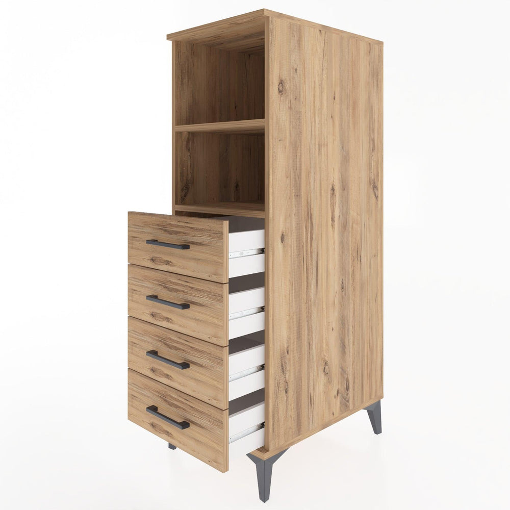 Woodntry Modüler Dolap Çam 44x59x122 cm Çekmeceli ve Raflı CR119-3