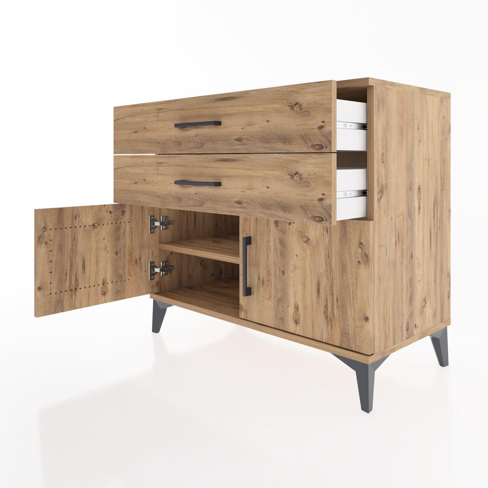 Woodntry Modüler Şifonyer Çam 88x44x68 cm Kapaklı ve Çekmeceli KC19-3