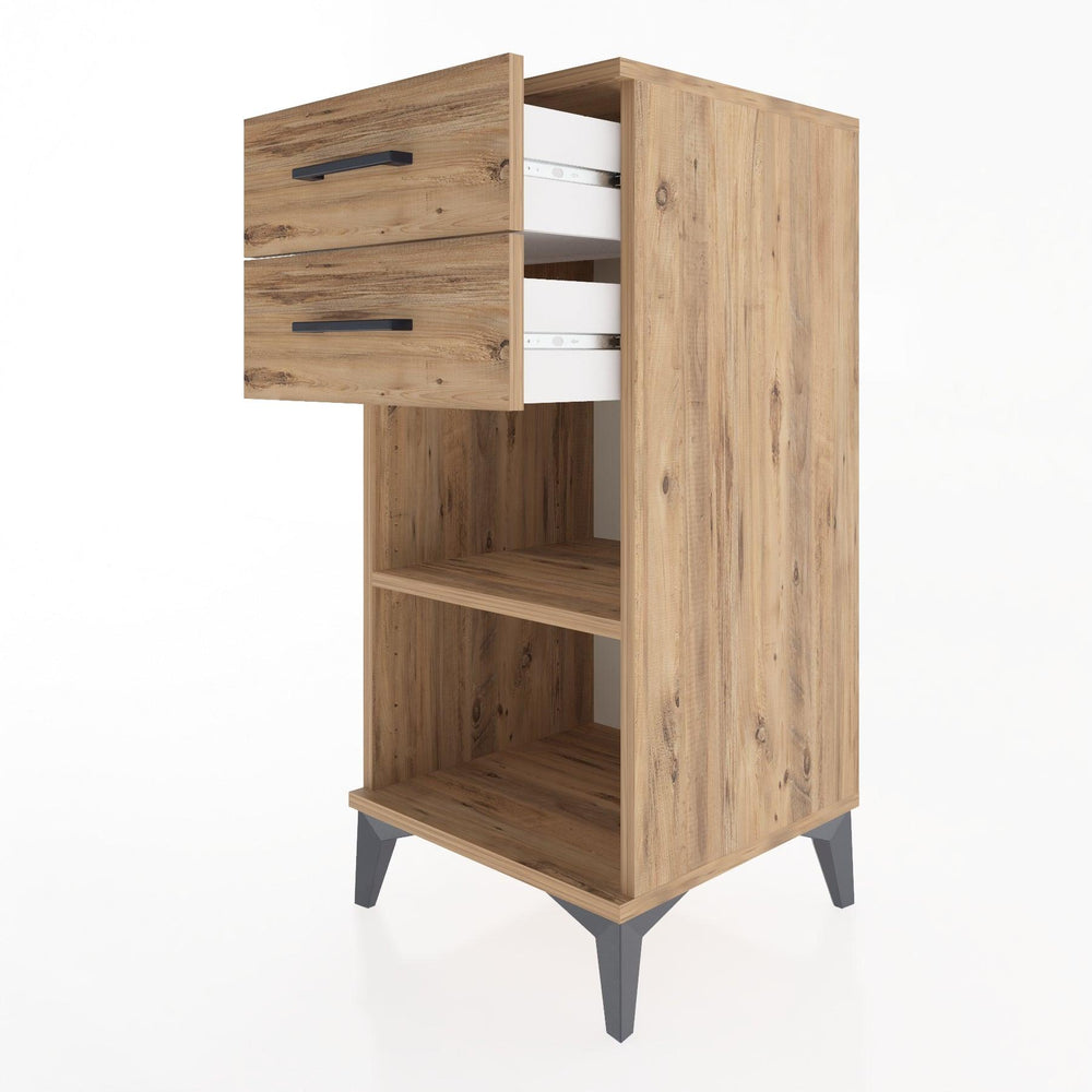 Woodntry Modular Nightstand Pine 44x44x84 cm with Drawers and Shelves CR19-3